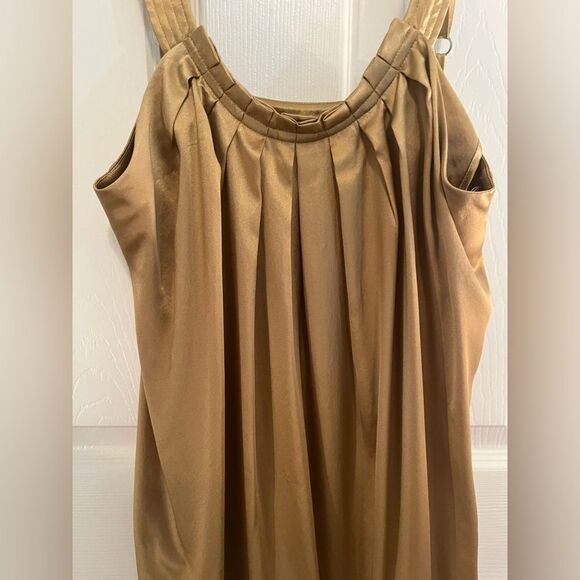 BCBGMaxAzria SILK Gold Sleeveless Midi - Picture 4 of 11